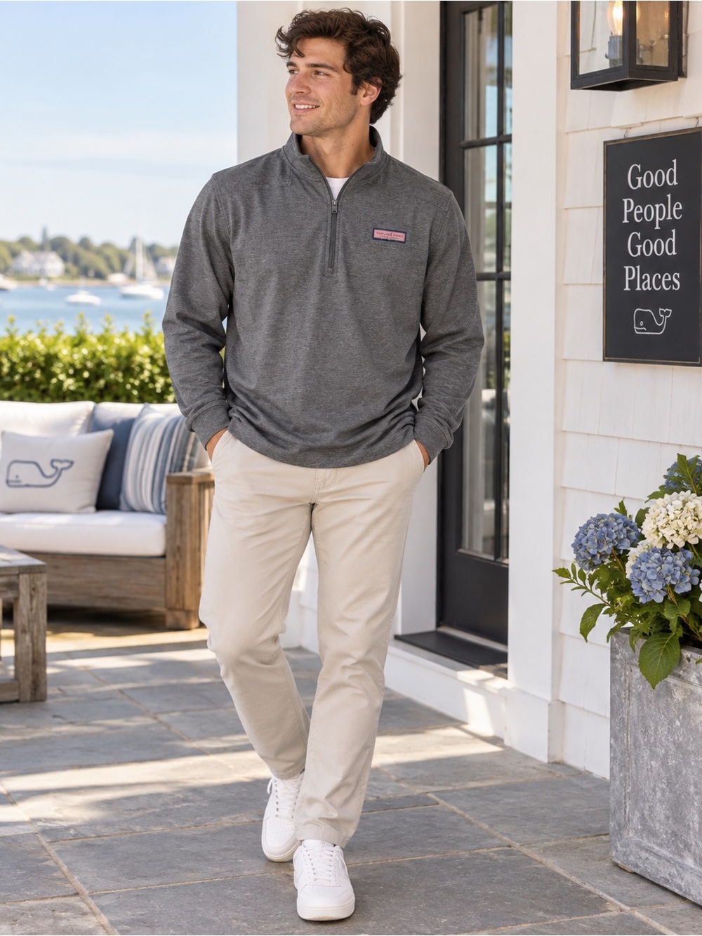Vineyard Vines Edgartown 1/4 Zip Pullover Men’s XL Gray Preppy Lightweight Golf